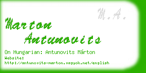 marton antunovits business card