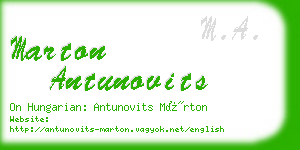 marton antunovits business card